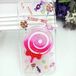 iPhone 7 Plus Lollipop Candy Style Liquid Star Dust Case (Hot Pink)